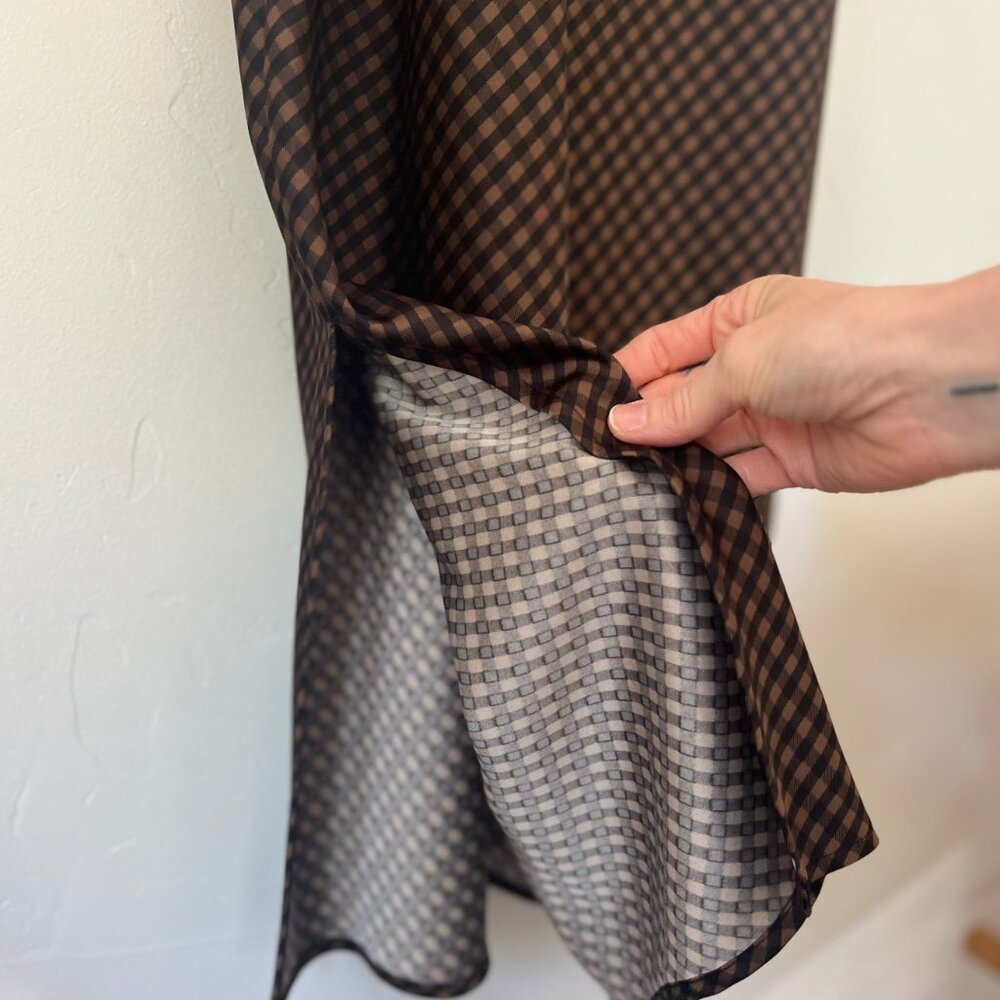 Gianni Bini Long Women’s Checkered Dress w/ Slits - Picture 5 of 6